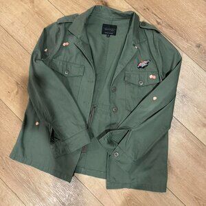Y2K Sanctuary Military Utility Embroidered Jacket Boho Festival Streetwear